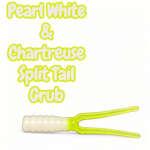 Pearl White & Chartreuse 2” split tail grub