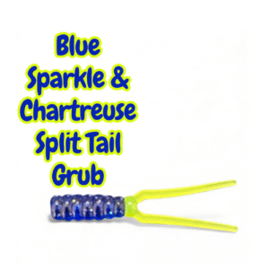 Blue Sparkle & Chartreuse 2” split tail grub