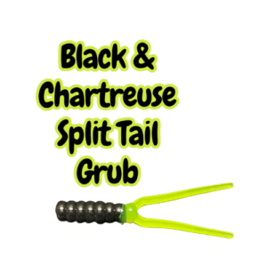 Black & Chartreuse 2” split tail grub