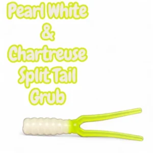 Pearl White & Chartreuse 2” split tail grub